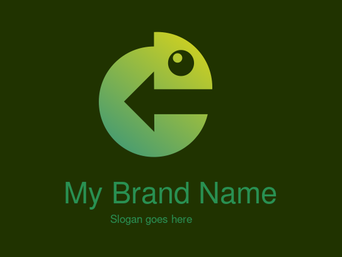 Chameleon-Shaped Logo with a Stylish Left Arrow Design